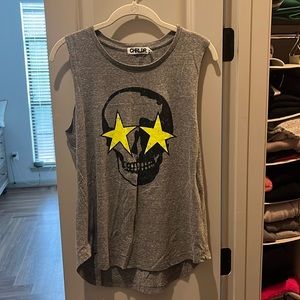 CHRLDR Grey tank with star skull
